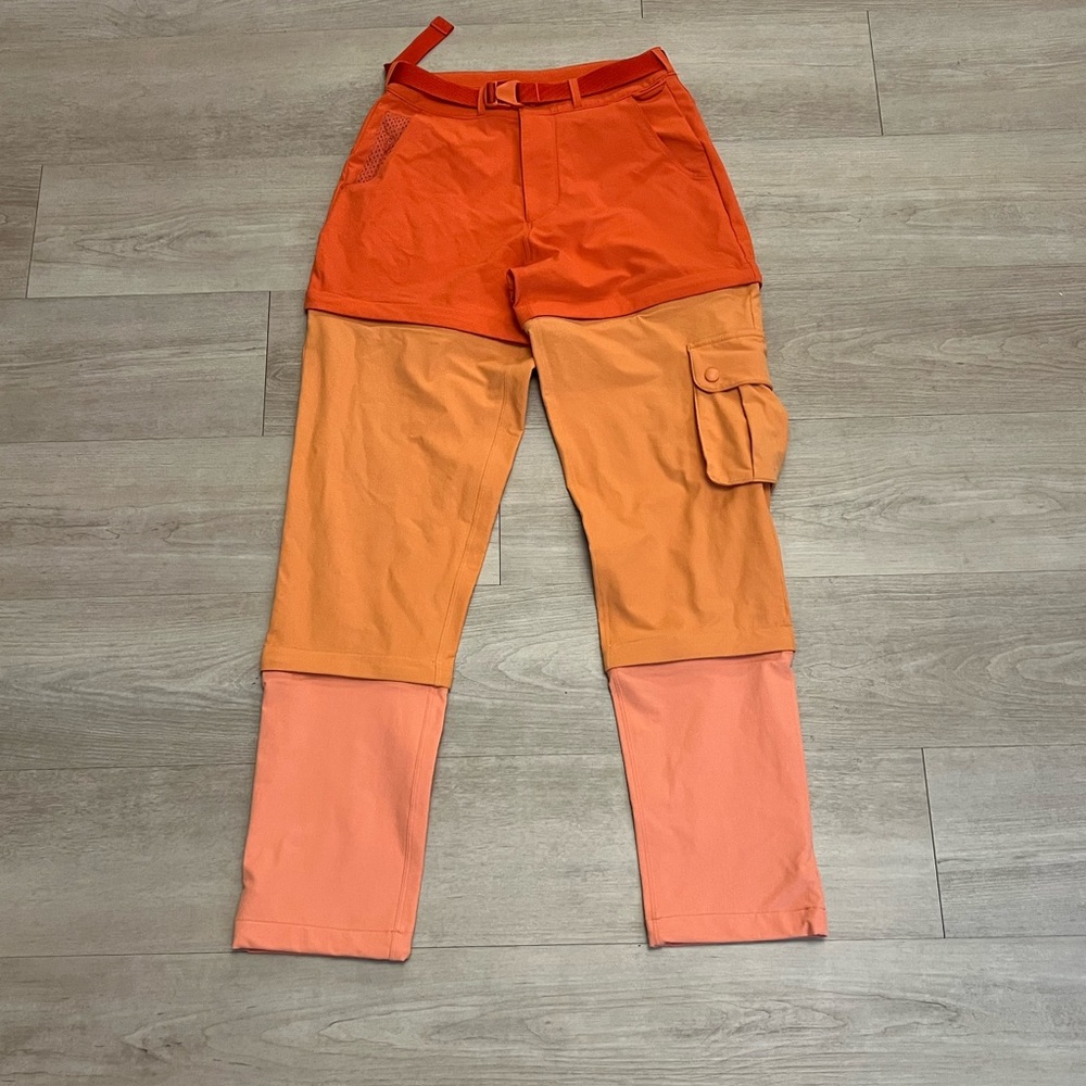 Outdoor Voices Two-Tone Cropped Pants - Orange and Peach